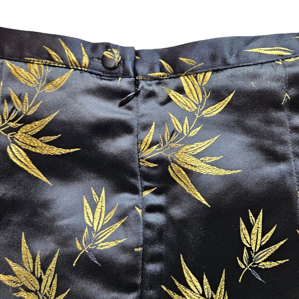 EUC‎ VTG Solz Squirrel Brocade Mini Skirt Sz. L* Black & Gold Bamboo Print - Picture 3 of 9